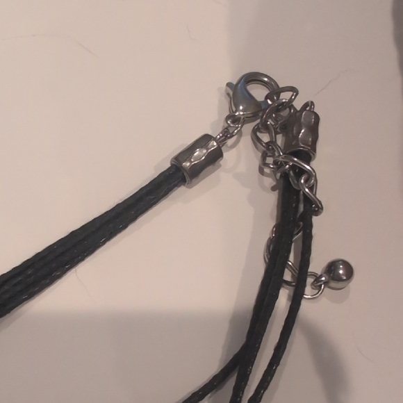 Silver Pendant Necklace with Black Cord - Picture 3 of 4